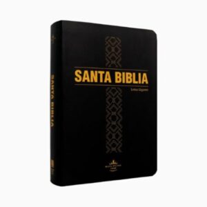 58692-BIBLIA REINA VALERA 60 PIEL NEGRA CRUZ DORADA LETRA GIGANTE