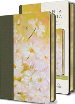 62219-SANTA BIBLIA RVR 1960 PIEL VERDE CON FLORES LETRA GRANDE