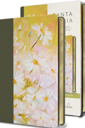 62219-SANTA BIBLIA RVR 1960 PIEL VERDE CON FLORES LETRA GRANDE